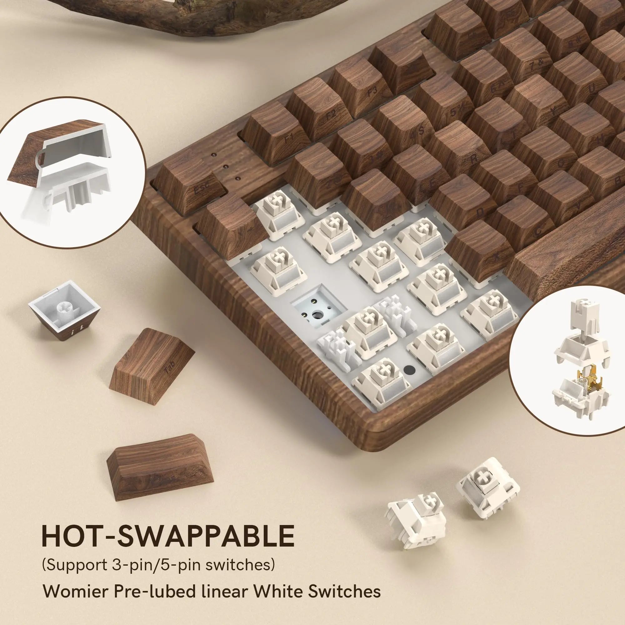 Πληκτρολόγιο με όψη Ξύλου Καρυδιάς